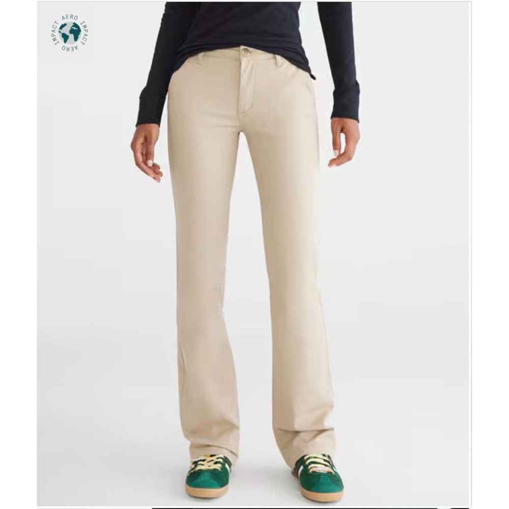 Aeropostale Twill Classic Pants Women's 4 Long Tan Stretch Straight Y2K‎ Preppy
